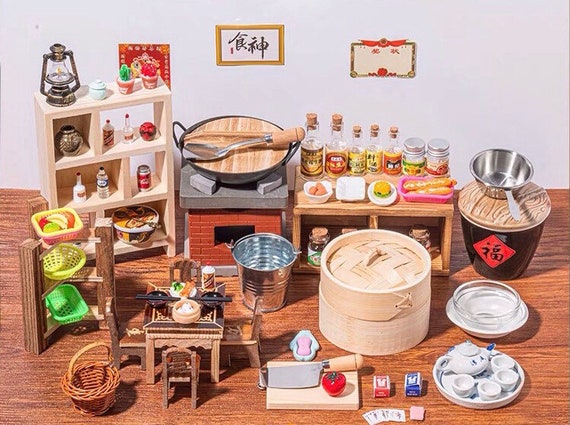 Custom Your Own Miniature kitchen set (include real stove, sink, furniture,  and cookwares to cook tiny food)