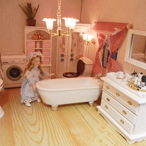 Dollhouse Miniature 1:12 Scale Bathroom Towel Soap Shower cap etc #Z310 Yellow 