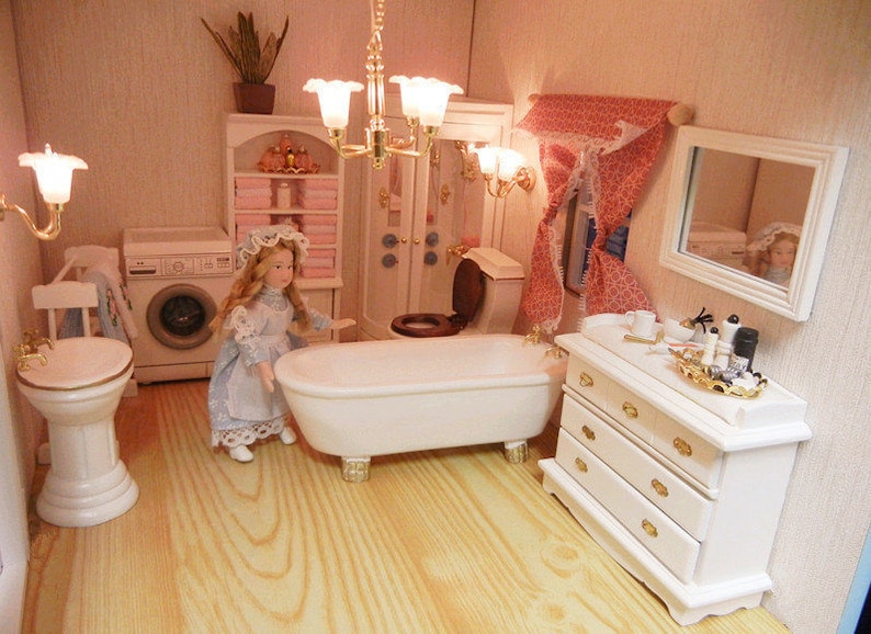 1/12 Scale Dolls House Bathroom Set Bathtub Shower Toilet Etsy