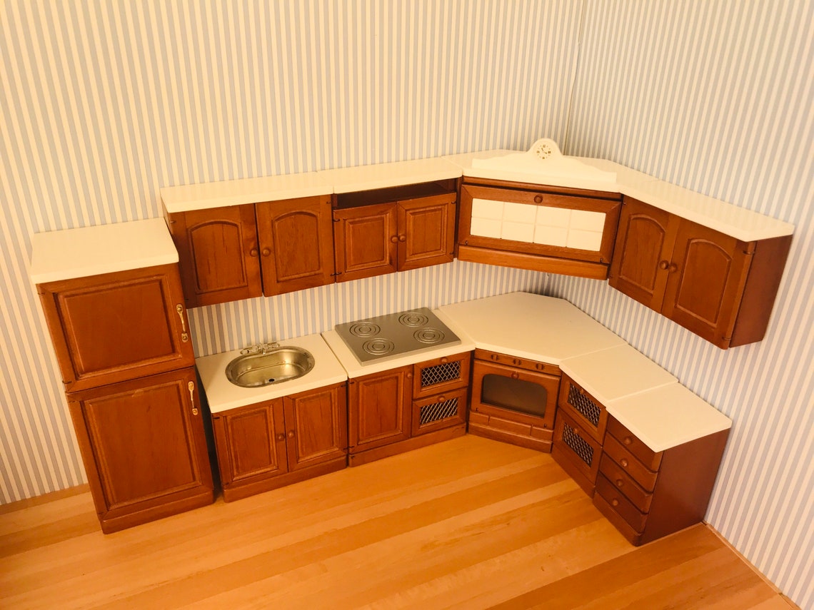 1:12 9Stk Nussbaum Küchen Set Herd Spüle Kühlschrankschrank | Etsy