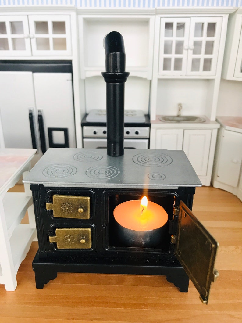 112 Scale Miniature Metal Black Stove Oven Real Mini Cooking Etsy