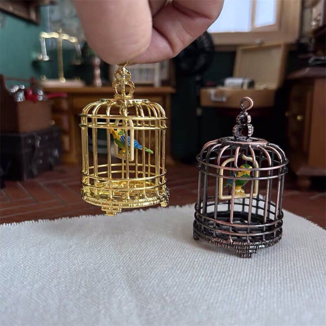 Dollhouse Miniature Bird Cage With Bird Etsy