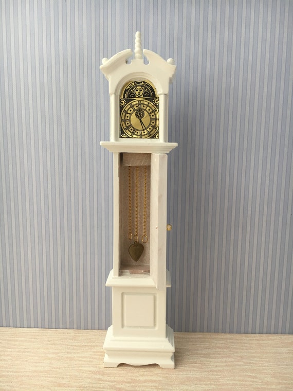Maison de poupées Noyer Grand-père Horloge miniature en bois Salle de meubles 