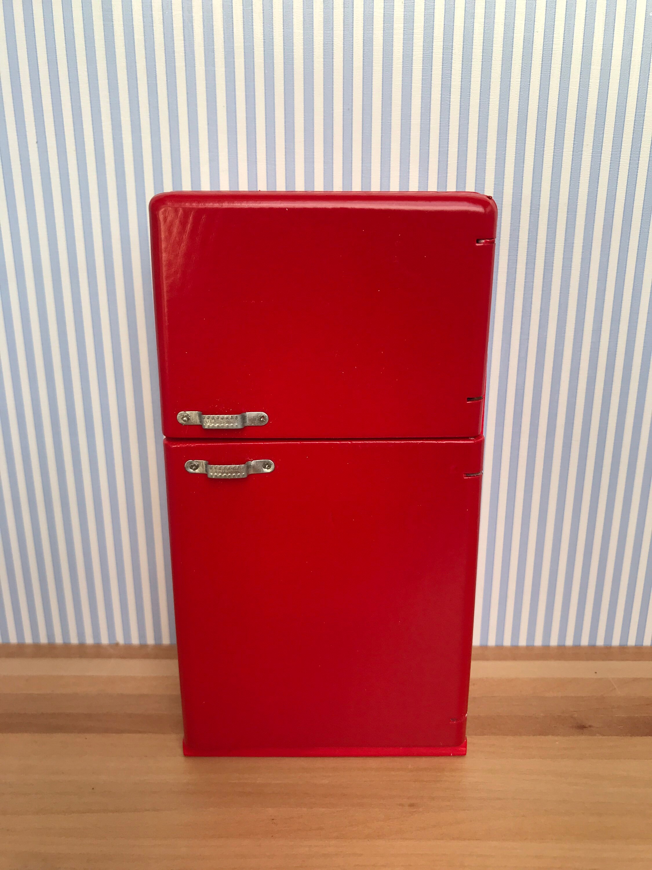 1:12 Scale Red Kitchen Set Fridge Stove Oven Sink Cabinet