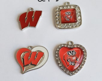 Sterling Silver Univ of Wisconsin Badgers Enameled Basketball Pendant Wisconsin 16 mm 24 mm Red Pendants & Charms Jewelry