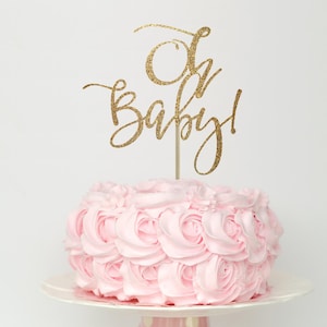 Baby shower cake topper, baby shower cake top, gender reveal cake topper, baby shower decorations, oh baby cake topper, gold cake topper