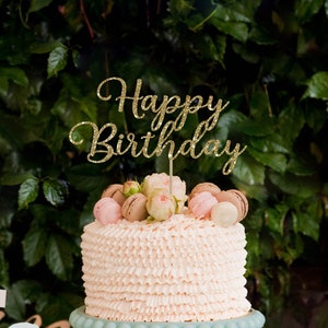 Birthday cake topper, happy birthday cake topper, gold glitter cake topper, birthday party cake topper, smash cake topper, birthday decor