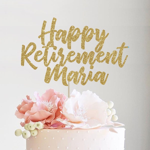 Personalized retirement cake topper, coworker leaving gift, retirement party decorations, custom name retirement, going away party gift