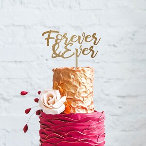 Forever and ever cake topper, wedding cake topper, gold cake topper, cake toppers for wedding, wedding cake topper rustic gold wedding color