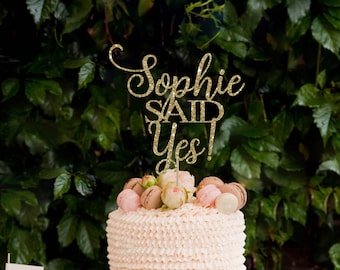 She said yes cake topper, bridal shower cake topper, hen party cake topper, engagement party cake topper, personalized cake topper
