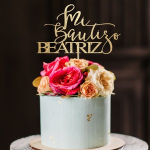 Mi bautizo cake topper, baptism cake topper, baptism girl cake topper, baptism decorations, gold cake topper, decoraciones de bautizo