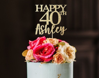 40 and fabulous cake topper, 40 birthday decorations, 40 birthday cake topper, 40th birthday decor, 40 birthday gold cake topper, gold decor
