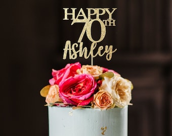 70 birthday cake topper, 70 birthday decorations, 70th birthday decor, 70 birthday gold cake topper, gold birthday party decorations