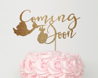 Coming soon cake topper, stork cake topper, baby shower cake topper, gender reveal cake topper, cute baby shower cake topper, shower decor