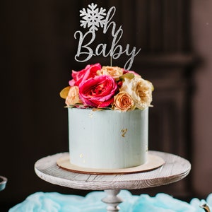 Oh baby snowflake cake topper, little snowflake cake topper, winter baby shower decorations, winter gender reveal, Christmas baby shower