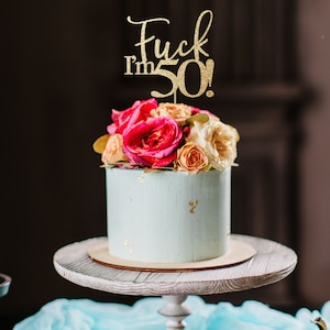 50 cake topper, 50th cake topper, 50th birthday party decoration, 50th birthday topper, gold cake topper, 50 birthday topper fifty cake top