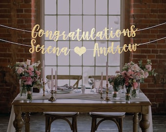 Wedding banner, couples name banner, bridal shower decoration, wedding decoration, sweetheart table decor, wedding shower, engagement banner