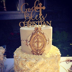 Baptism cake topper god bless cake topper first communion cake topper, baptism boy cake topper, baptism decorations, christening cake topper