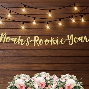 Personalized rookie year birthday banner, baseball themed first birthday, baseball birthday party, milestone banner, 1st birthday decor
