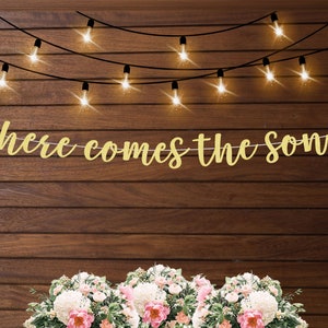 Here comes the son baby shower banner, retro boho baby shower theme, retro sun, baby boy shower decorations, baby sprinkle for boys image 1