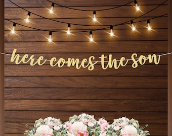 Here comes the son baby shower banner, retro boho baby shower theme, retro sun, baby boy shower decorations, baby sprinkle for boys