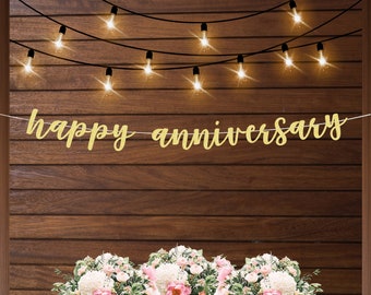 Happy anniversary banner, anniversary milestone banner, gold glitter banner, custom anniversary banner, first anniversary, paper anniversary