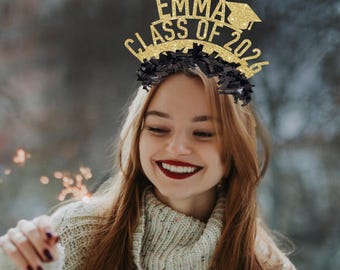 Personalized graduation headband, graduation party favors, custom party crown, headband for grad party, high school senior graduation ideas