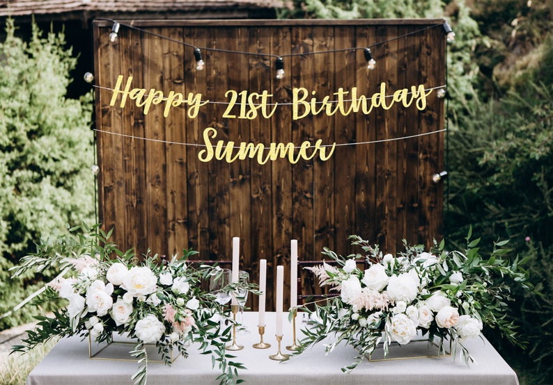 Happy 21st birthday banner personalized, 21st birthday party decorations 21st birthday banner, 21st birthday decoration, 21st birthday sign bild 1