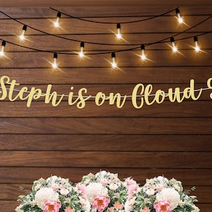 Personalized cloud 9 banner, cloud 9 bridal shower themed decorations, bachelorette or engagement party banner, cloud party theme
