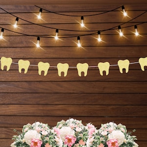 Tooth garland, teeth banner, funny gift for dentist or dental hygienist, grad party banner, funny decorations graduation or retirement party