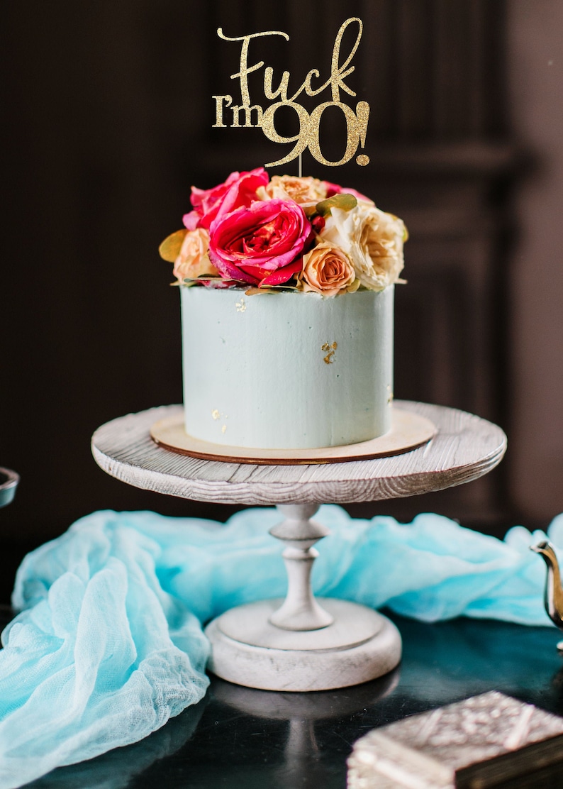 90 cake topper 90th birthday topper 90th birthday party decoration gold cake topper 90 birthday topper ninety cake top 90th cake topper