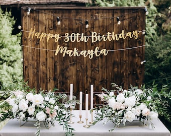 Feliz banner de cumpleaños 30 personalizado, decoraciones de fiesta de cumpleaños de 30 años banner de cumpleaños 30, decoración de cumpleaños de 30, letrero de cumpleaños de 30