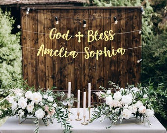 God bless banner, baptism banner, christening banner, baptism banner for girls, baptism prop, baptism decorations girl, baptism boy