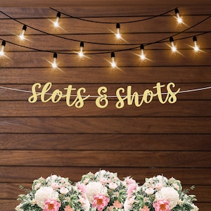 Slots and shots banner, Vegas theme bachelorette banner, Vegas bridal shower, Vegas bachelorette decorations and party favors, ideas