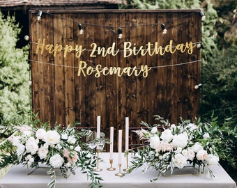 Birthday banner, Birthday backdrop, happy 2nd birthday, second birthday girl banner personalized birthday banner, happy birthday banner girl