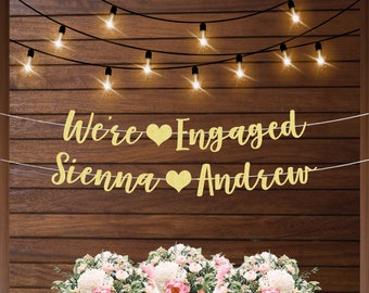 We're engaged banner, bridal shower banner, engagement party banner, engagement party, sweets table decor, were engaged, personalized