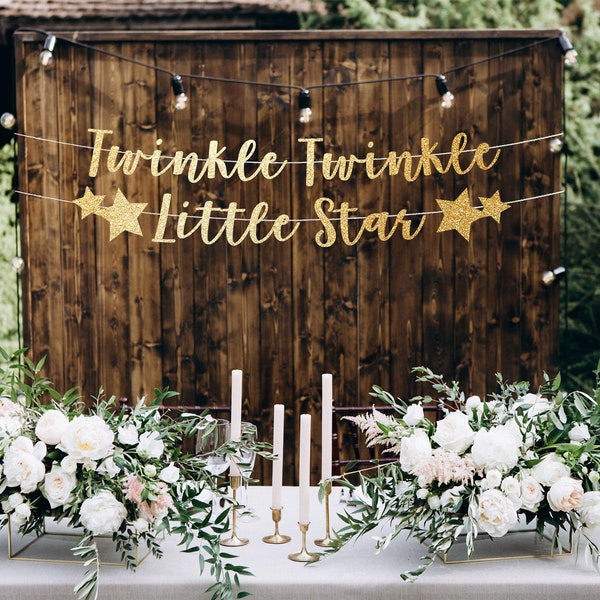 Twinkle twinkle little star baby shower decorations, twinkle twinkle little star gender reveal banner, gender reveal party decorations