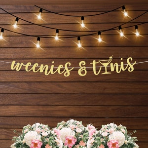 Weenies and tinis banner, hotdog and martini themed bachelorette party, funny bachelorette party decorations, beach bachelorette party