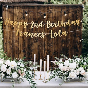 Happy 2nd birthday banner, second birthday sign,  personalized birthday banner happy birthday banner girl, second birthday decor, 2nd party