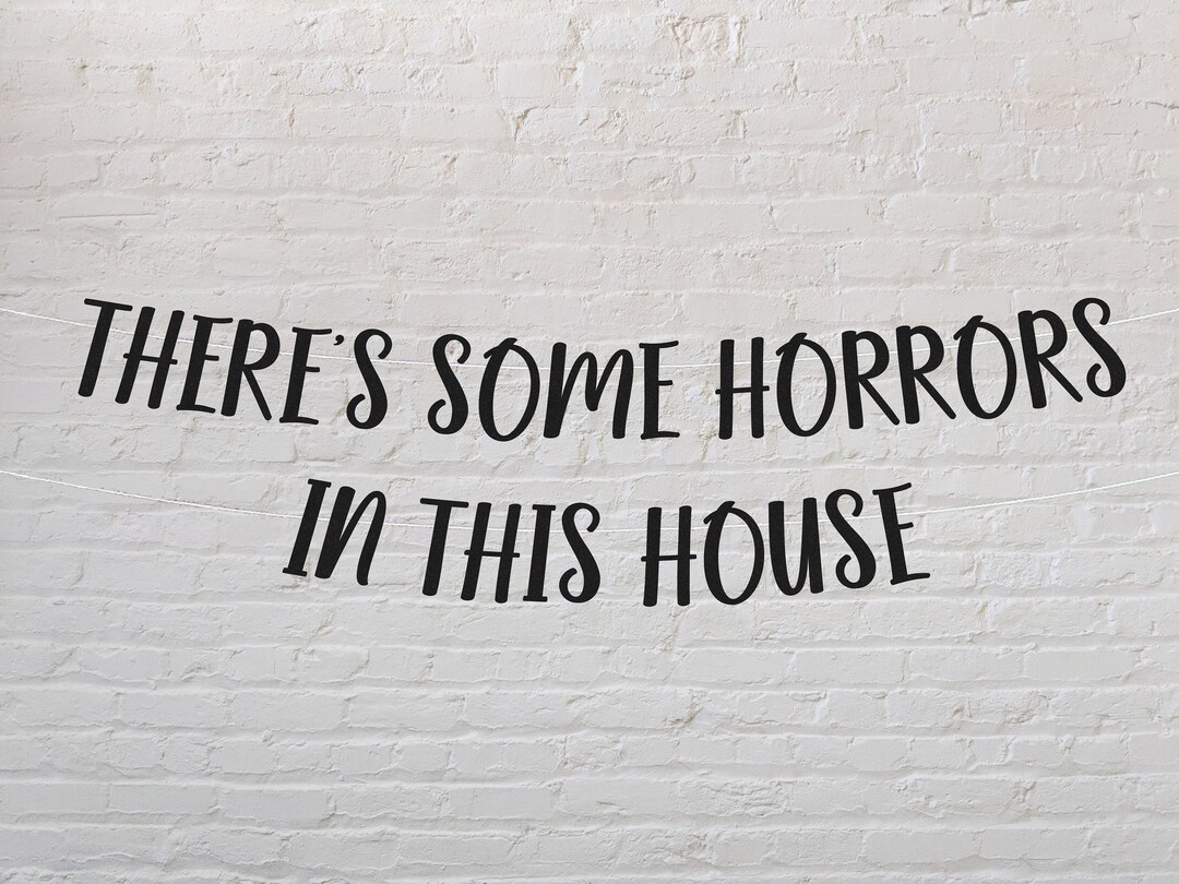 Horror House Halloween Banner - 6.5 Foot Black Glitter Scary Party Decor