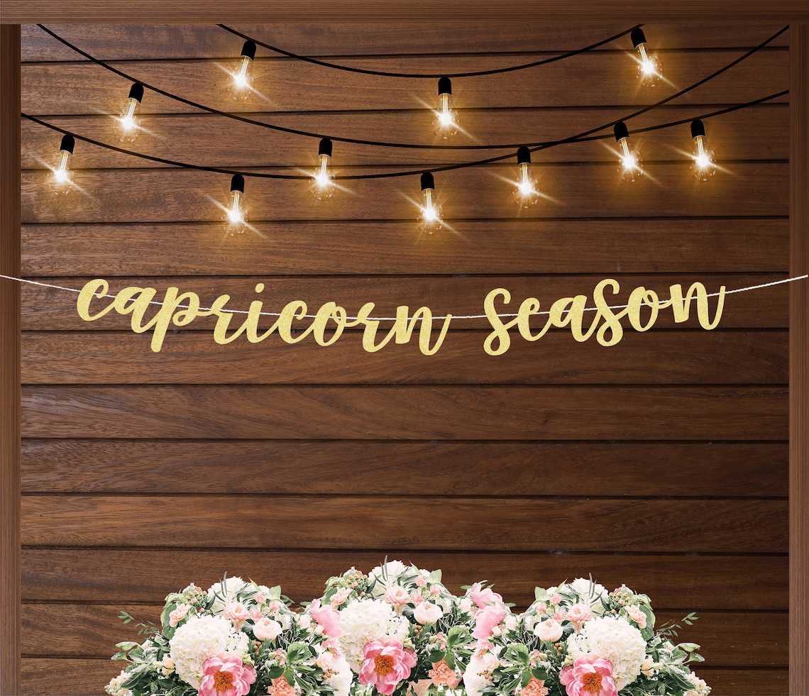 Capricorn Season Birthday Banner - Black Glitter Constellation Bunting Sign For Horoscope Party Decor - View #9