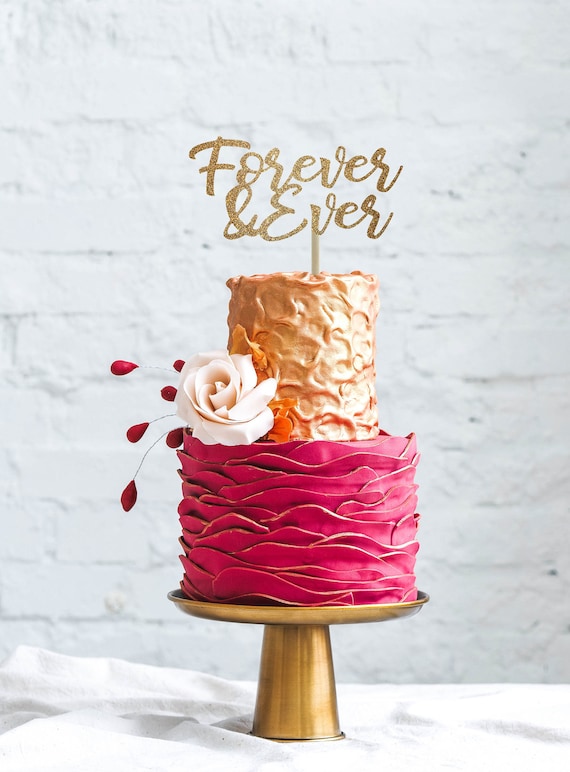 Forever and Ever Cake Topper, Wedding Cake Topper, Gold Cake
