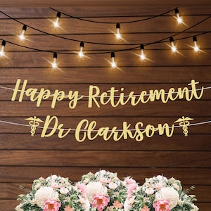 Personalized doctor retirement banner coworker leaving gift doctor retirement party decorations custom name retirement going away party gift