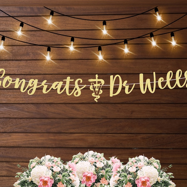 Personalized Veterinary school graduation banner, veterinary graduation decorations, Vet tech graduation, class of 2024, Congrats Dr custom