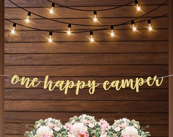 One happy camper first birthday decor, camping themed birthday party, woodland themed birthday decorations, camping party, birthday sign
