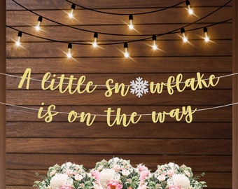 A little snowflake is on the way baby shower banner, snowflake baby shower decorations, winter baby shower decor, snowflake gender reveal