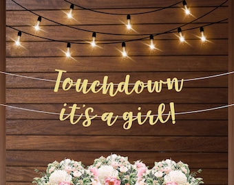Touchdown it's a girl baby shower banner, football themed baby shower decorations for girls, baby sprinkle decorations, sports themed