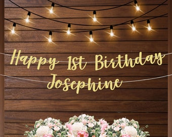 Birthday banner, Birthday backdrop, happy 1st birthday, first birthday girl banner personalized birthday banner, happy birthday banner girl