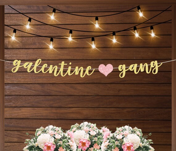 Galentine's gang banner, valentine friends banner, anti valentine's day party decorations, galentines decorations, bachelorette party banner