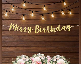 Merry birthday banner, Christmas birthday party decorations, merry and bright, Christmas first birthday, winter baby, Christmas baby